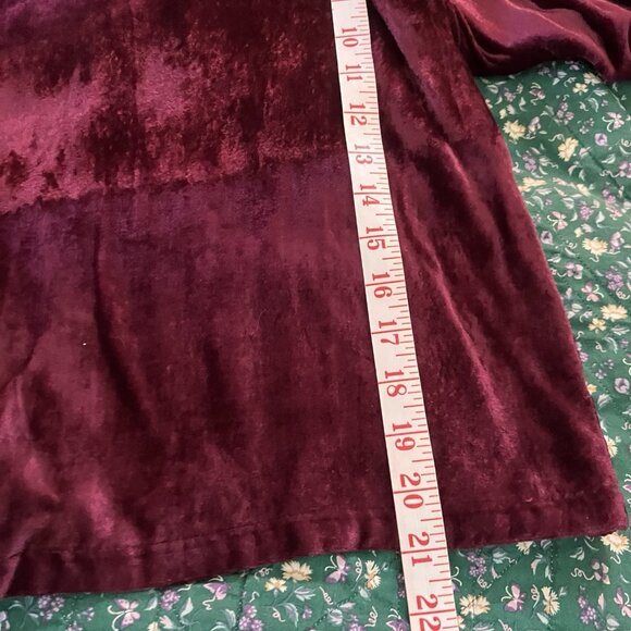 Y2K Zig Zag Zigzag Velvet Shirt Womens M Burgundy Witchy Embroidered Whimsigoth - Picture 7 of 7